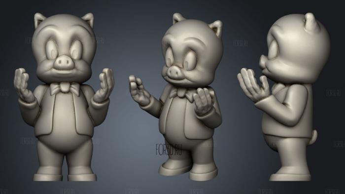 Porky Pig stl model for CNC