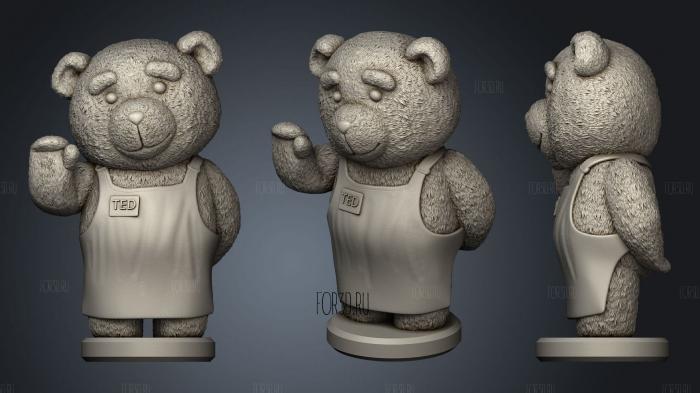 Teddie bear bust stl model for CNC