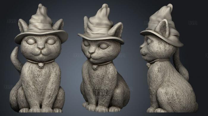Witch Cat stl model for CNC