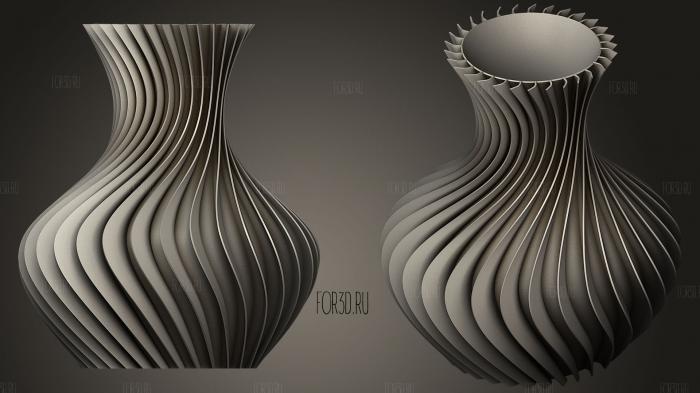 Fibonacci Vase (With Bottom) stl model for CNC