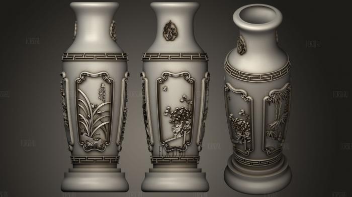 Ремонт вазы из бамбука и хризантем 3d stl модель для ЧПУ