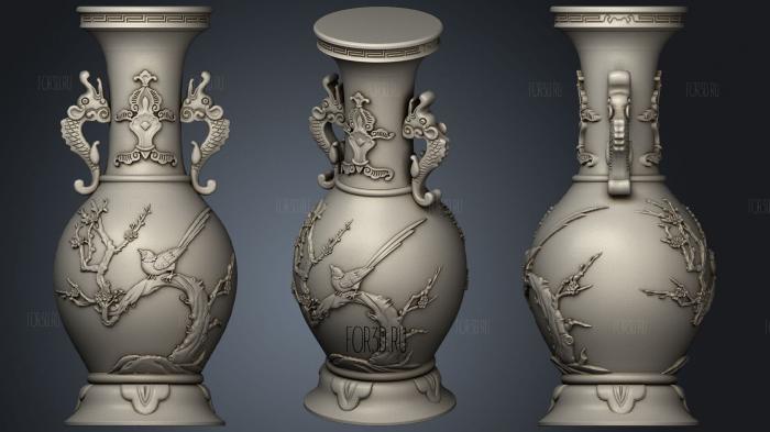 Classic Chinese Fish Bird Vase stl model for CNC