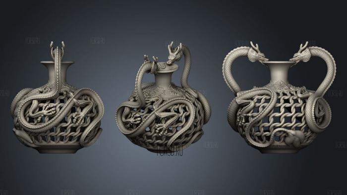 Dragon pattern vase stl model for CNC