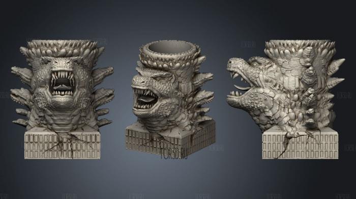 Godzilla Mug Dicer No Handle stl model for CNC