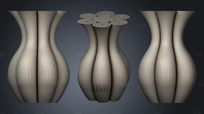 Hexacoil Vase stl model for CNC