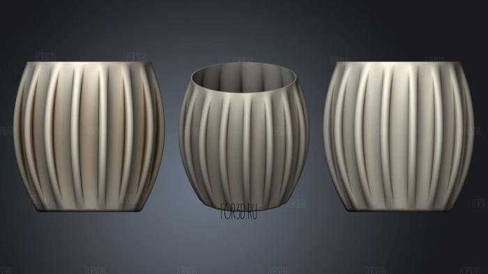 Larger Rib Round Vase Pot stl model for CNC
