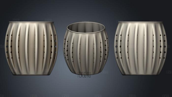 Larger Rib With Holes And Round Lip Round Vase stl model for CNC