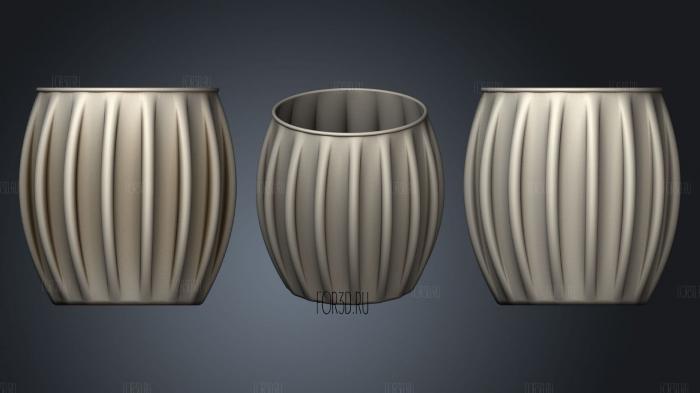 Larger Rib With Round Lip Round Vase Pot stl model for CNC
