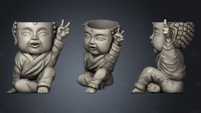 Maceta Baby Buddha Paz stl model for CNC