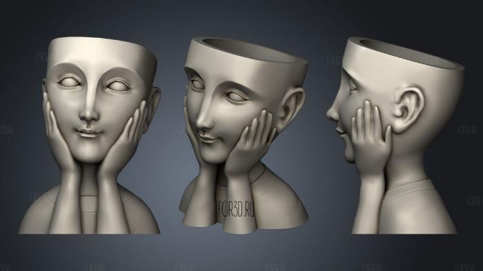 Mujer plant head hand on face stl model for CNC
