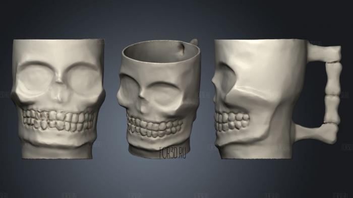 Skull Cup stl model for CNC