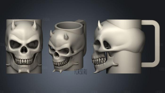 Skull Mug stl model for CNC