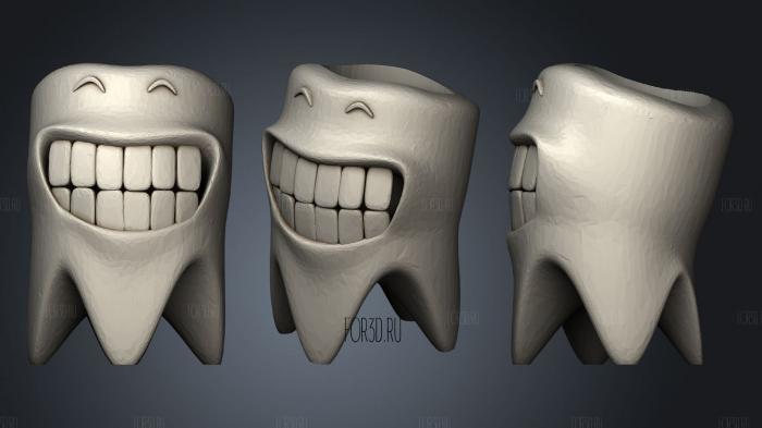 Smiling Toothbrush Holder stl model for CNC