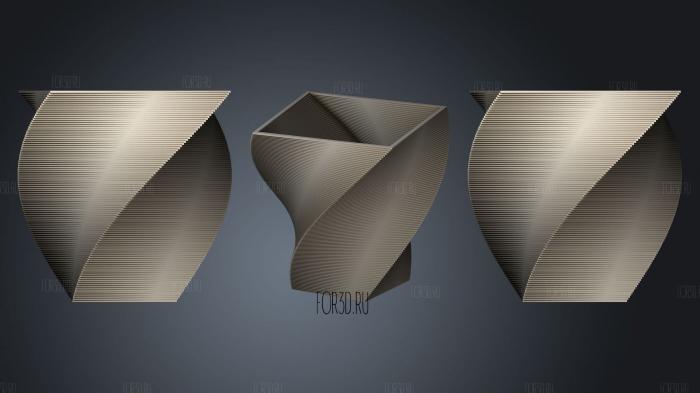 Square Vase Cup (1) stl model for CNC