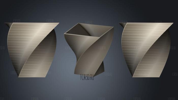 Square Vase Cup (13) stl model for CNC