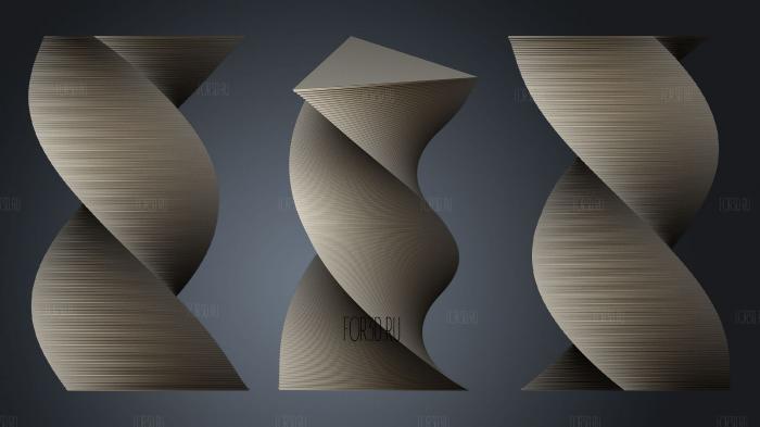 Triangular Twisted Vase stl model for CNC
