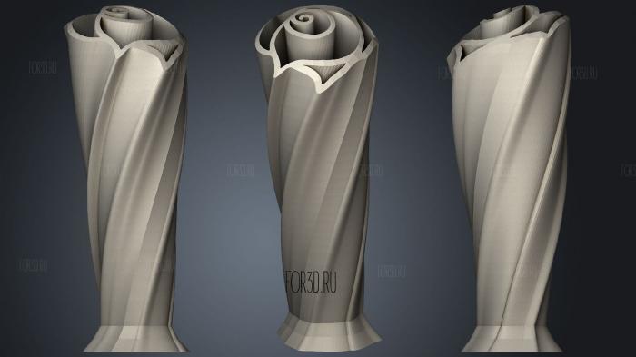 Twisted Rose Vase stl model for CNC