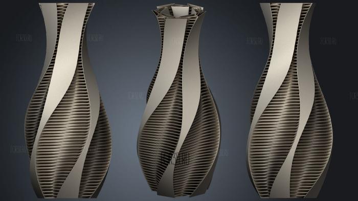Twisted Vase With Strands stl model for CNC