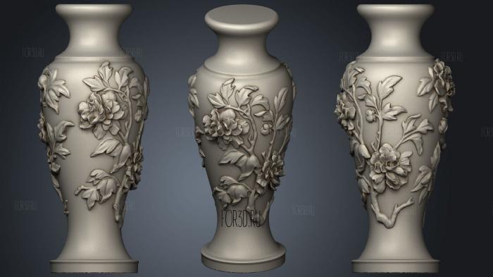 Vase Of Peony Pattern 3d stl модель для ЧПУ