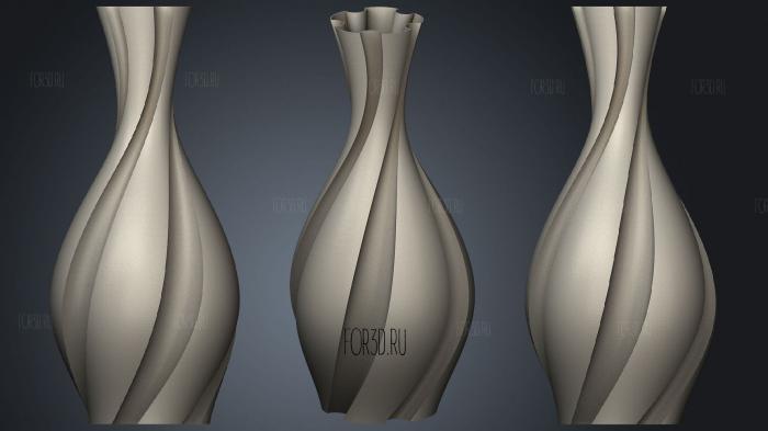Vase Twisted 5 Flute stl model for CNC