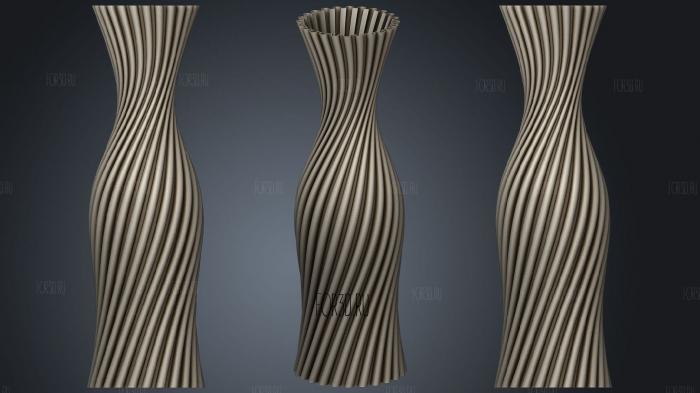 Vase With Twisted Semi Circle Flutes stl model for CNC