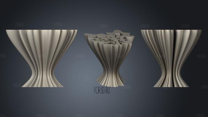 Wavey Coral Vase stl model for CNC