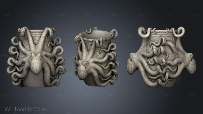 octopus vase 3d stl модель для ЧПУ