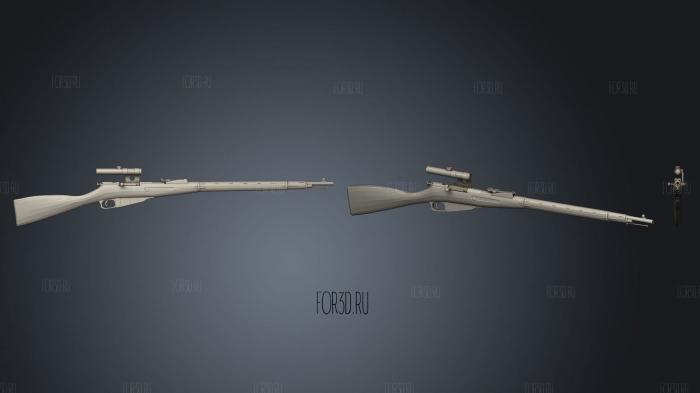 Снайперская винтовка мосина нагана Второй мировой войны СССР 3d stl модель для ЧПУ