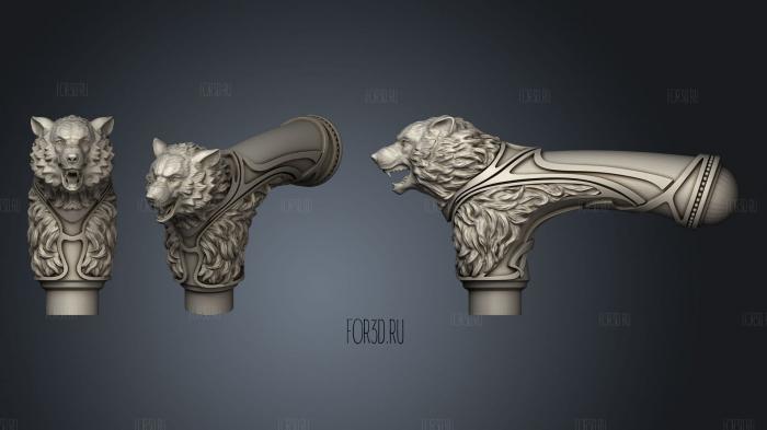 Wolf Walking Stick Handle stl model for CNC