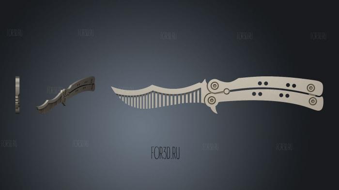 Butterfly Knife Comb stl model for CNC
