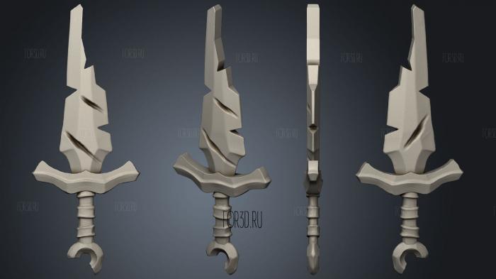 Sword broken standalone stl model for CNC