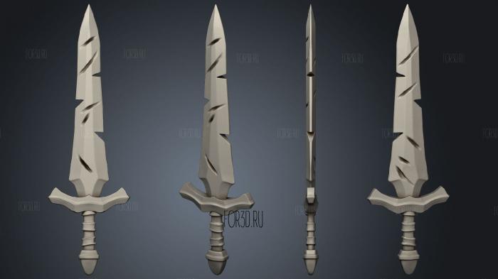 Sword chipped standalone stl model for CNC